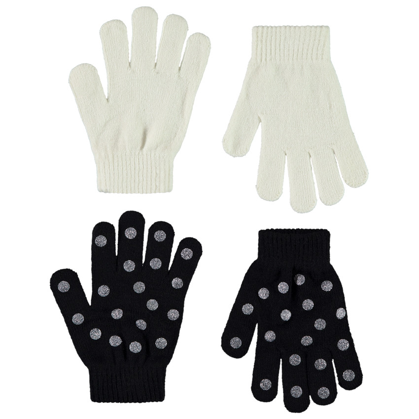 Lot de 2 paires de gants en tricot avec détails pailletés fille 