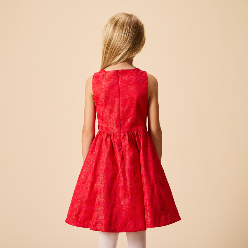 Mouwloze feestjurk met iriserende jacquardmotieven voor meisjes 
