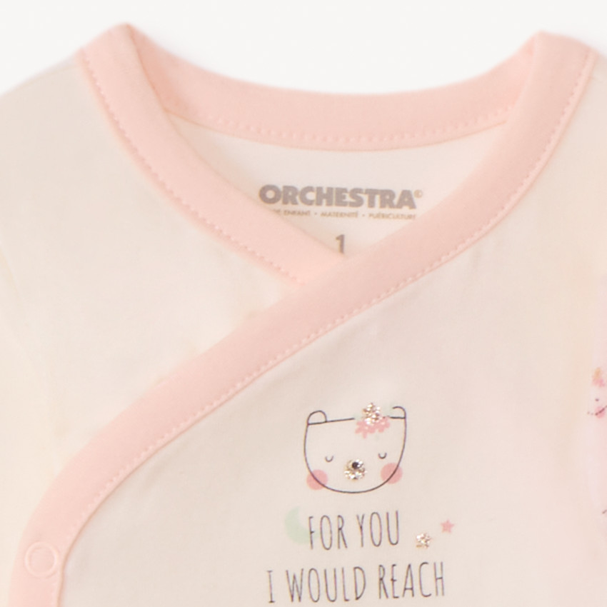 Set naissance 3 pièces motifs ours/lune pour bébé fille 