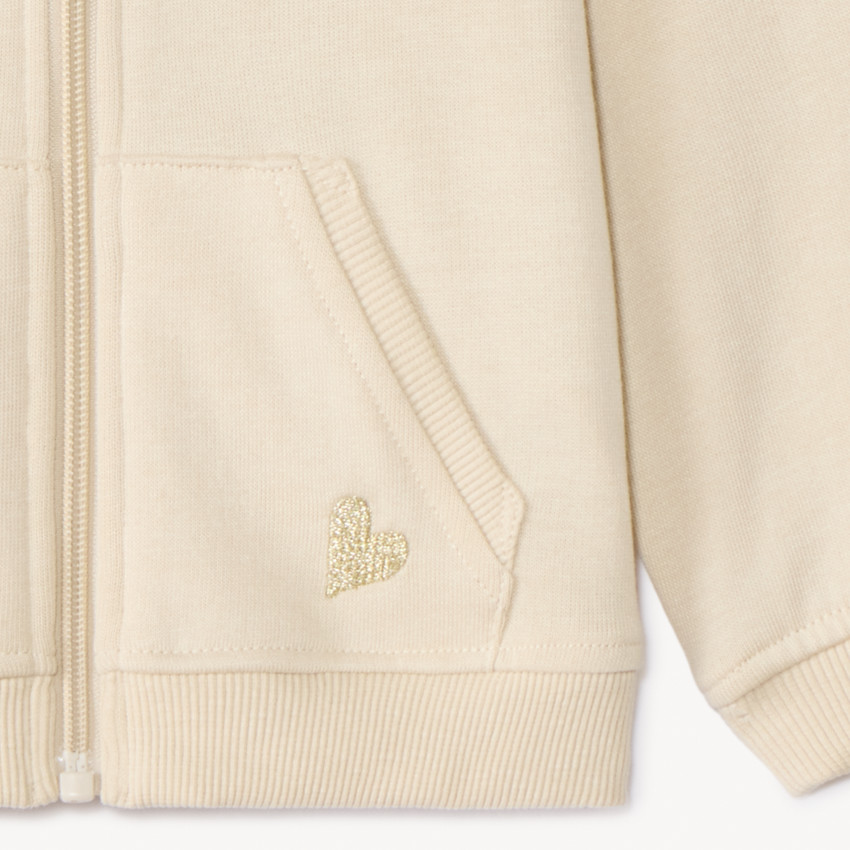 Vest in fleece effen met geborduurd lurex hart voor meisjes 