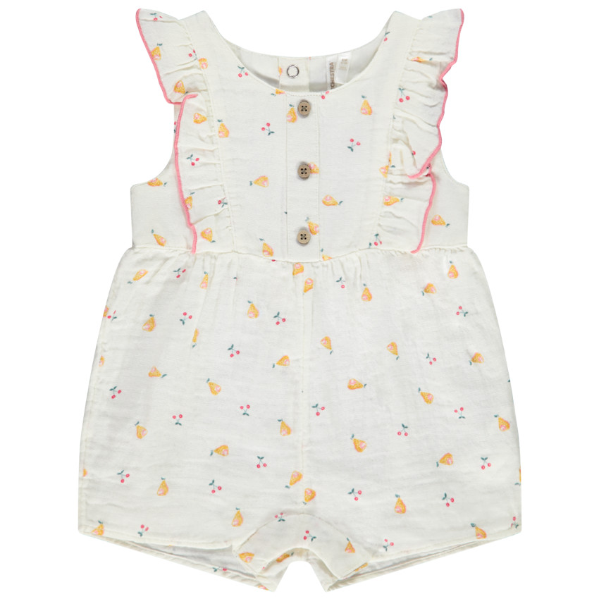 Korte jumpsuit van katoen gaas met fruit voor meisjes 