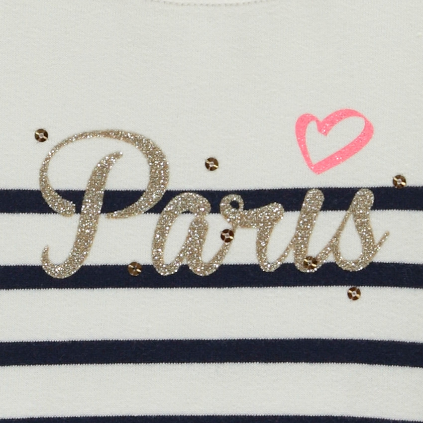 Sweat molleton esprit marinière à print pailleté pour fille 