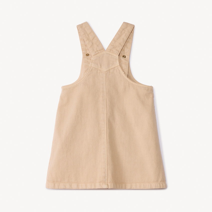 Robe salopette uni en denim et poches pour bébé fille  