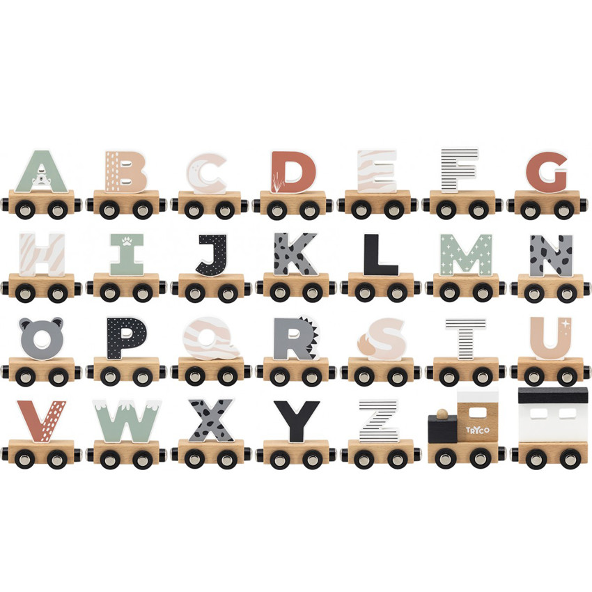 Lettre "W" en bois pour train coloré 