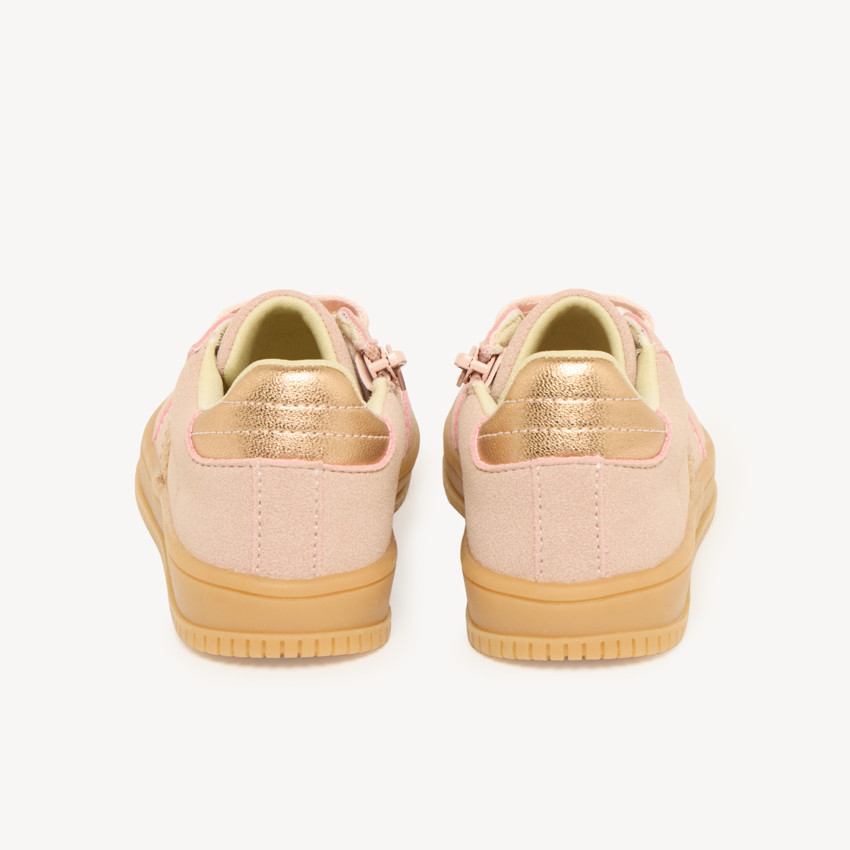 Baskets fille zip et lacets roses 