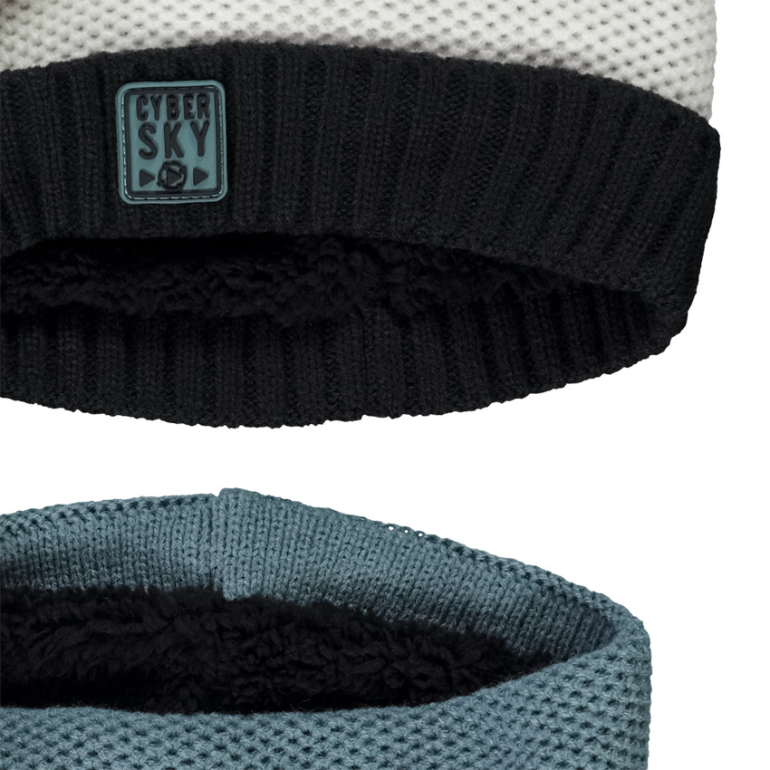 Ensemble bonnet + snood effet color block pour garçon 