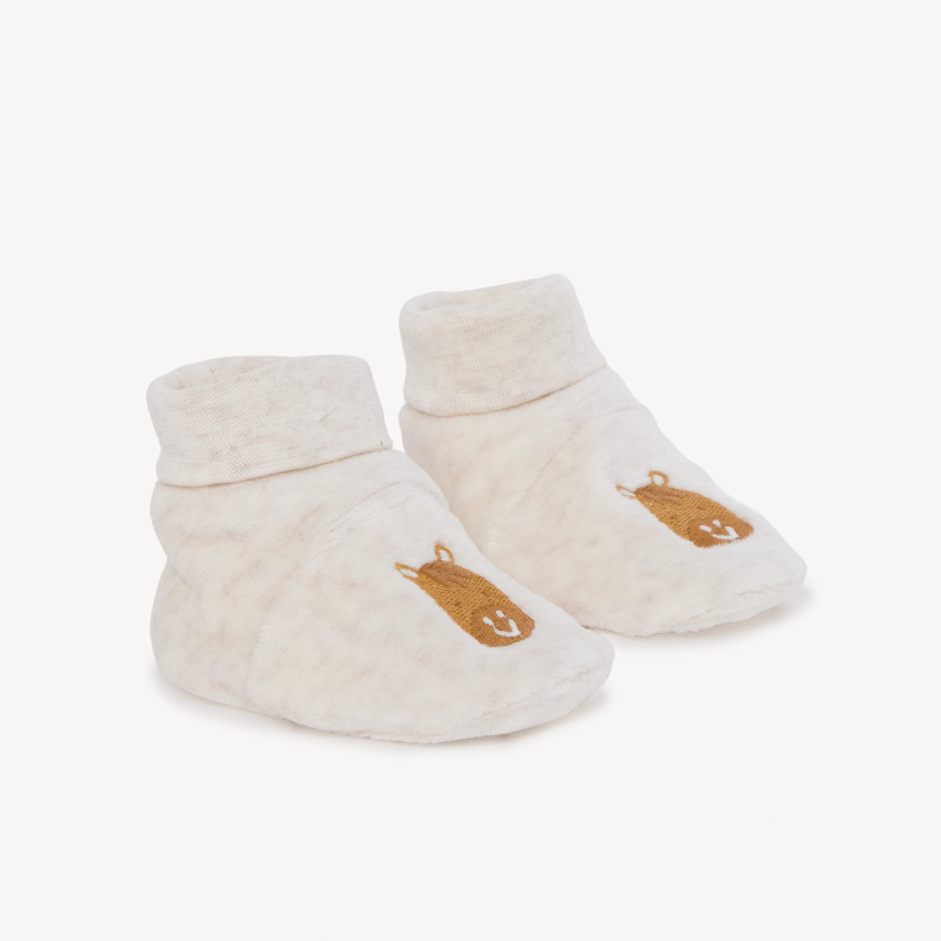 Velours geborduurde babyschoenen met paard voor jongens 