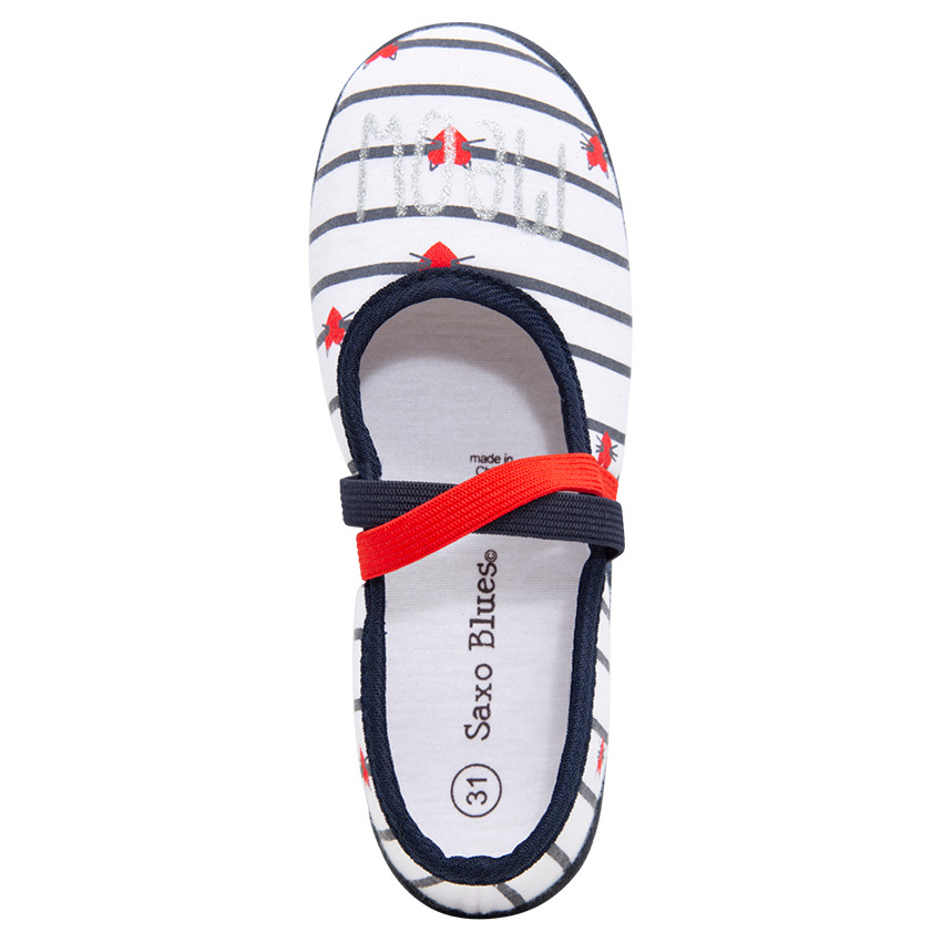 Chaussons bas en jersey avec rayures et coeurs contrastés 