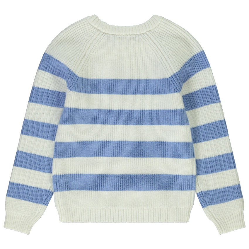 Pull en tricot rayé avec emmanchures ajourées pour fille 