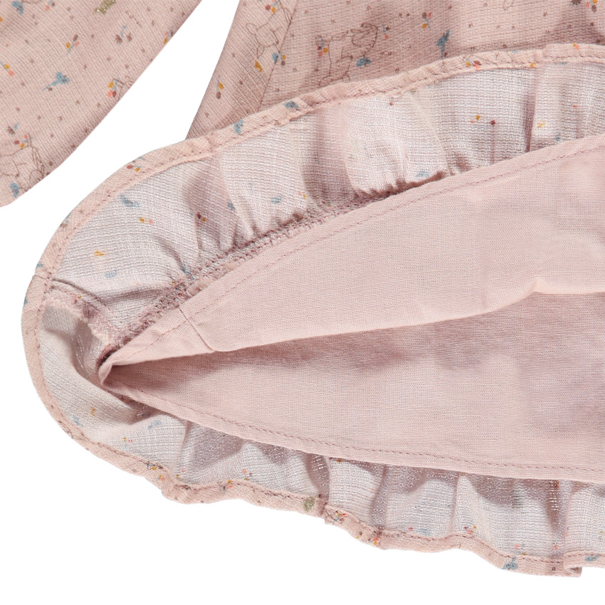 Ensemble tunique manches longues en voile fantaisie imprimé lapin + caleçon fleece pour bébé fille 