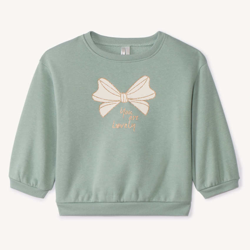 Sweatshirt in effen fleece met Love print voor babymeisje 
