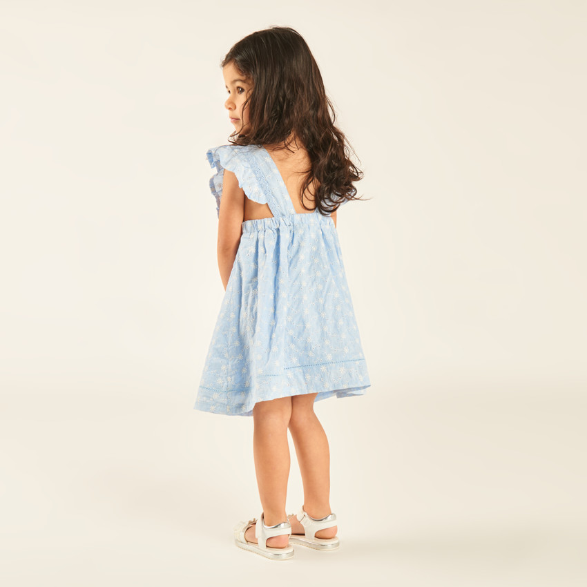 Robe à bretelles volantées en broderie anglaise pour bébé fille 