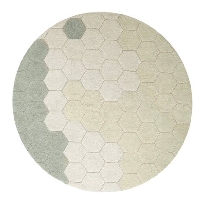 Tapijt rond wasbaar Honeycomb Blue Sage 