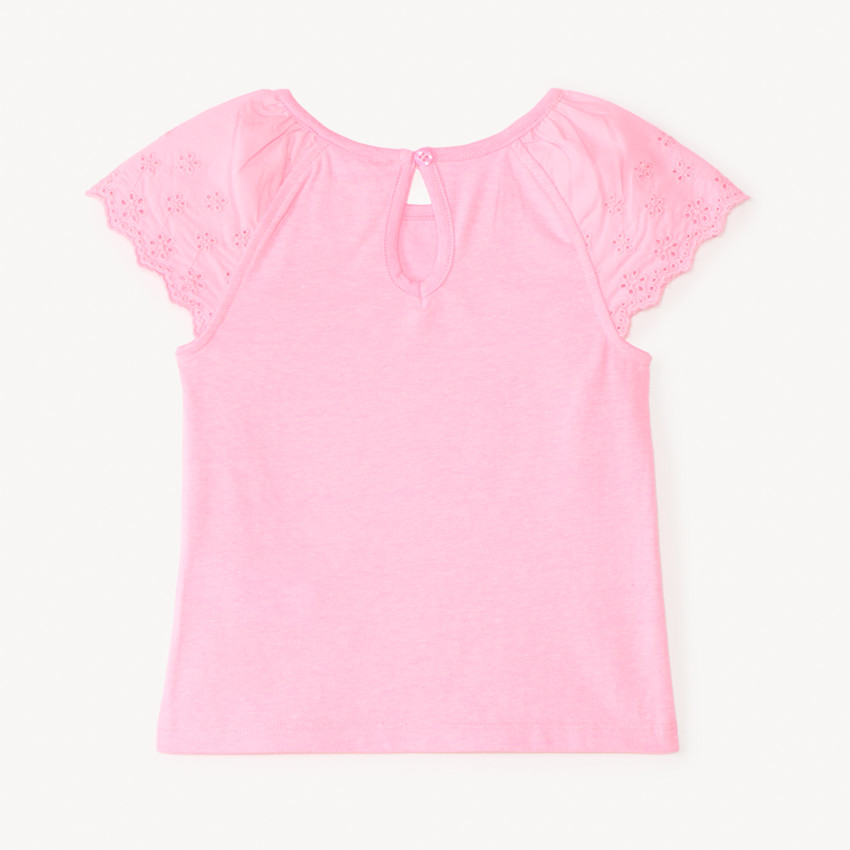 T-shirt manches courtes en popeline uni pour bébé fille 