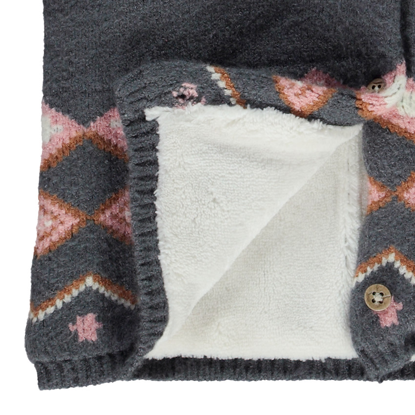 Veste doublée sherpa en tricot jacquard pour bébé fille 