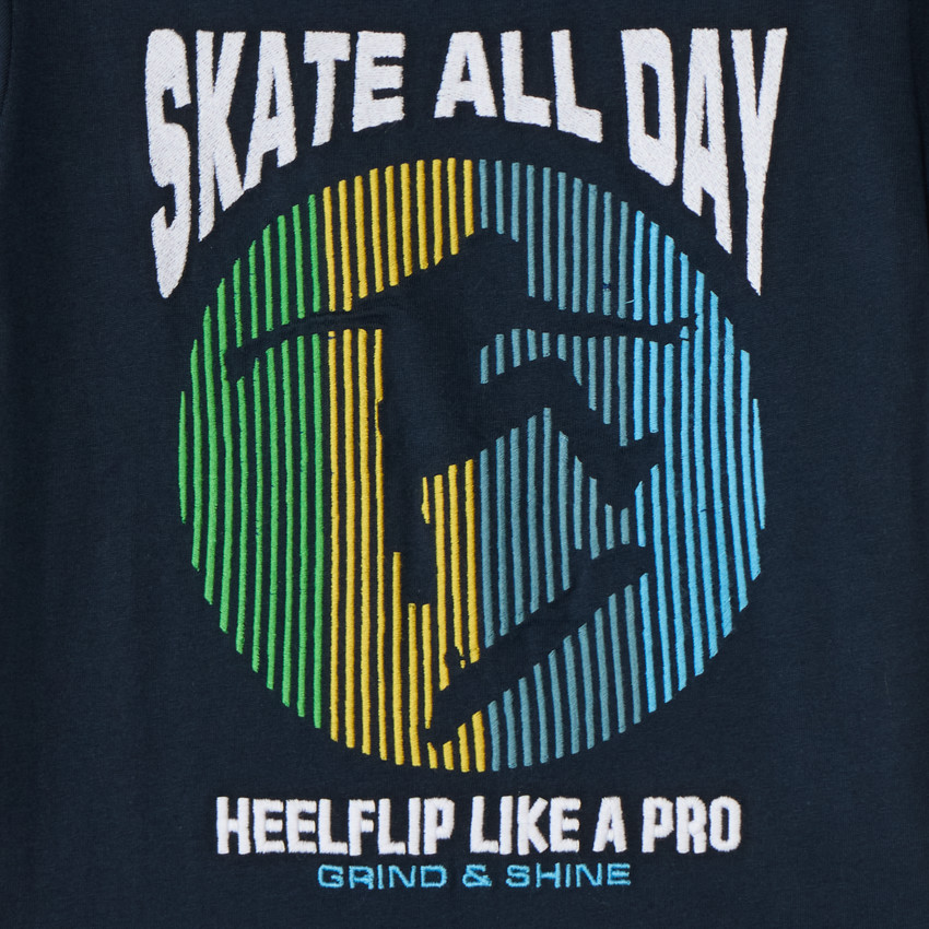 T-shirt manches courtes broderie skateur garçon 