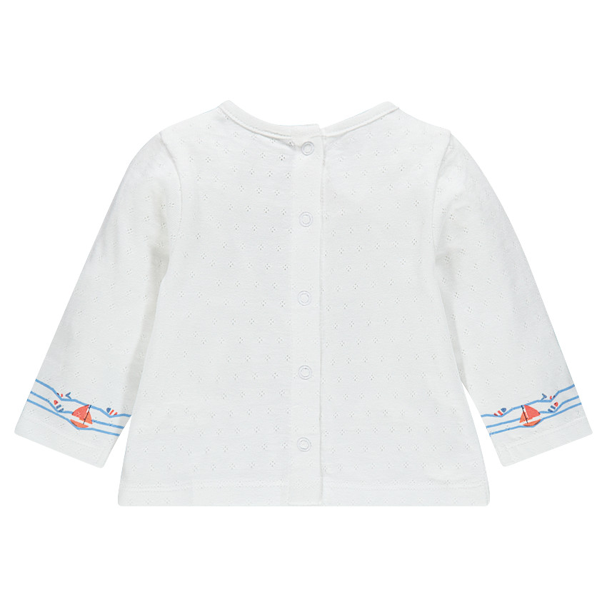 Tee-shirt manches longues en pointelle avec print vagues  