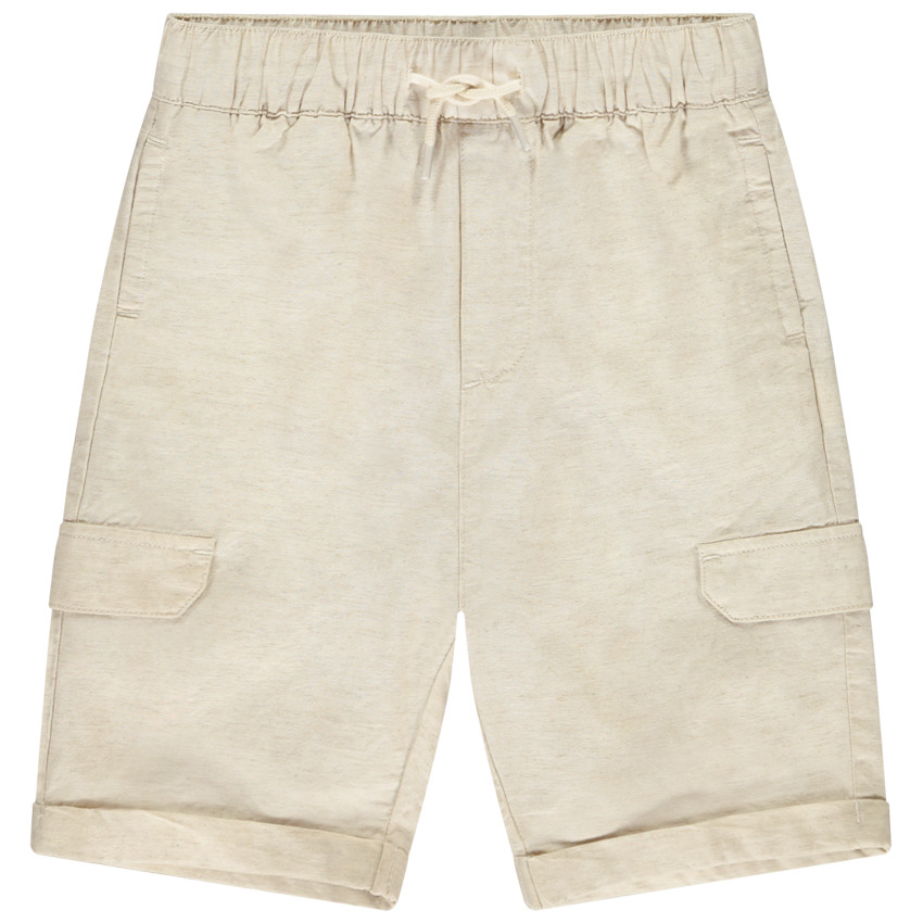 Bermuda van stof met een gemêleerd effect voor jongen 
