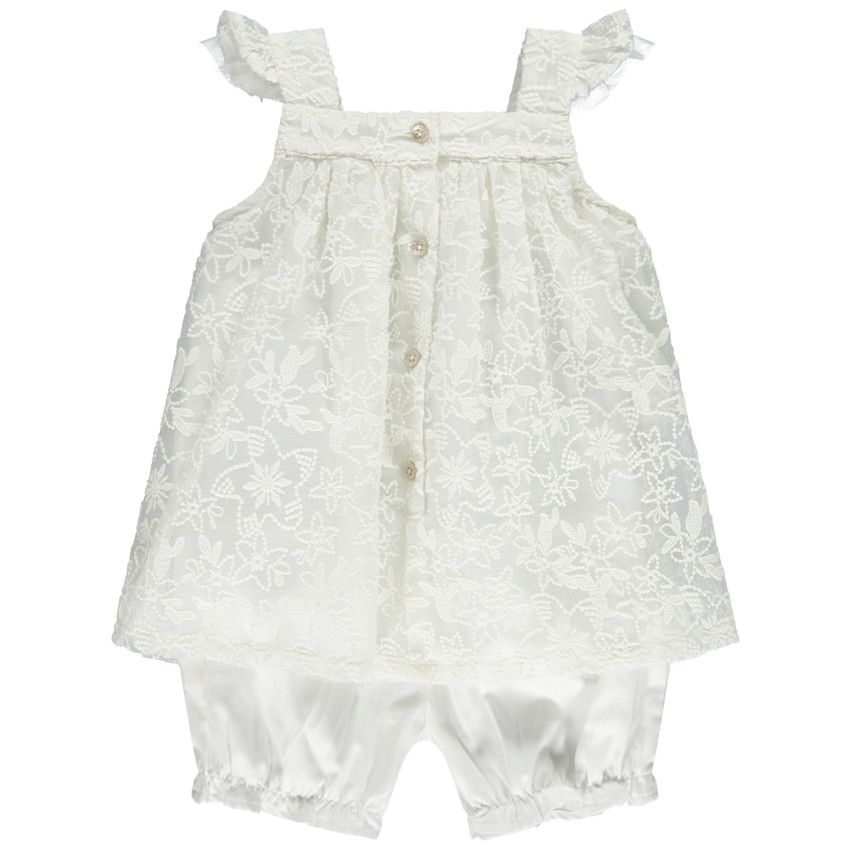 Lange jumpsuit voor meisjes met geborduurde ceremonie en 2-in-1 effect 