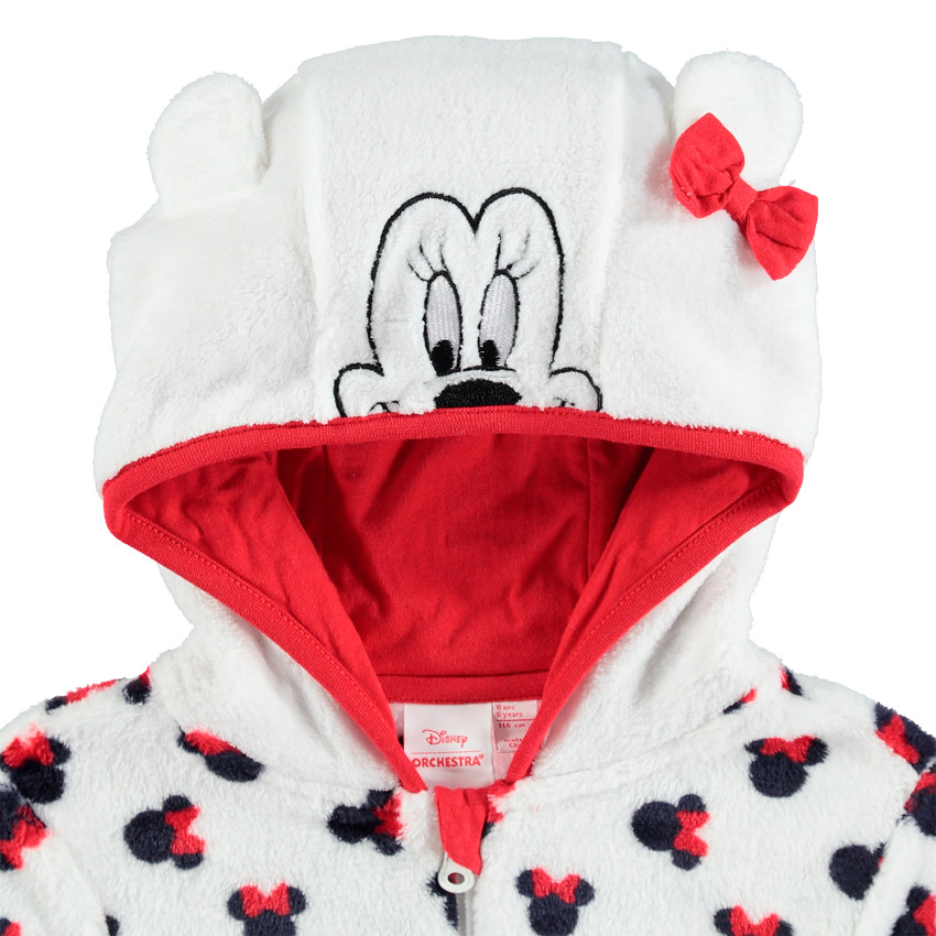 Overpyjama van sherpastof met print van Minnie Disney en reliëforen 