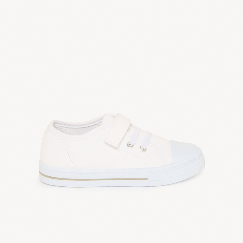 Sneakers lage van stof met veters + klittenband voor jongen 