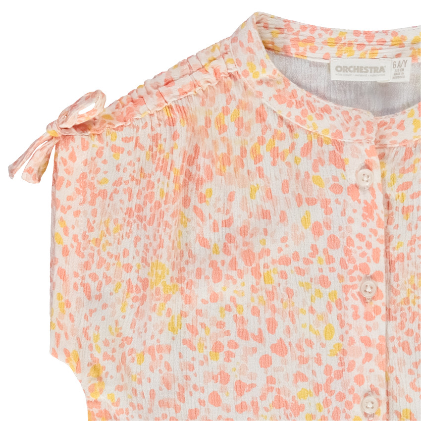 Blouse met korte mouwen crinkle-effect fantasieprint voor meisjes 