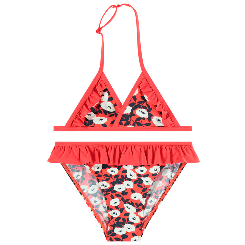 Maillot de bain 2 pièces à imprimé floral et volants 