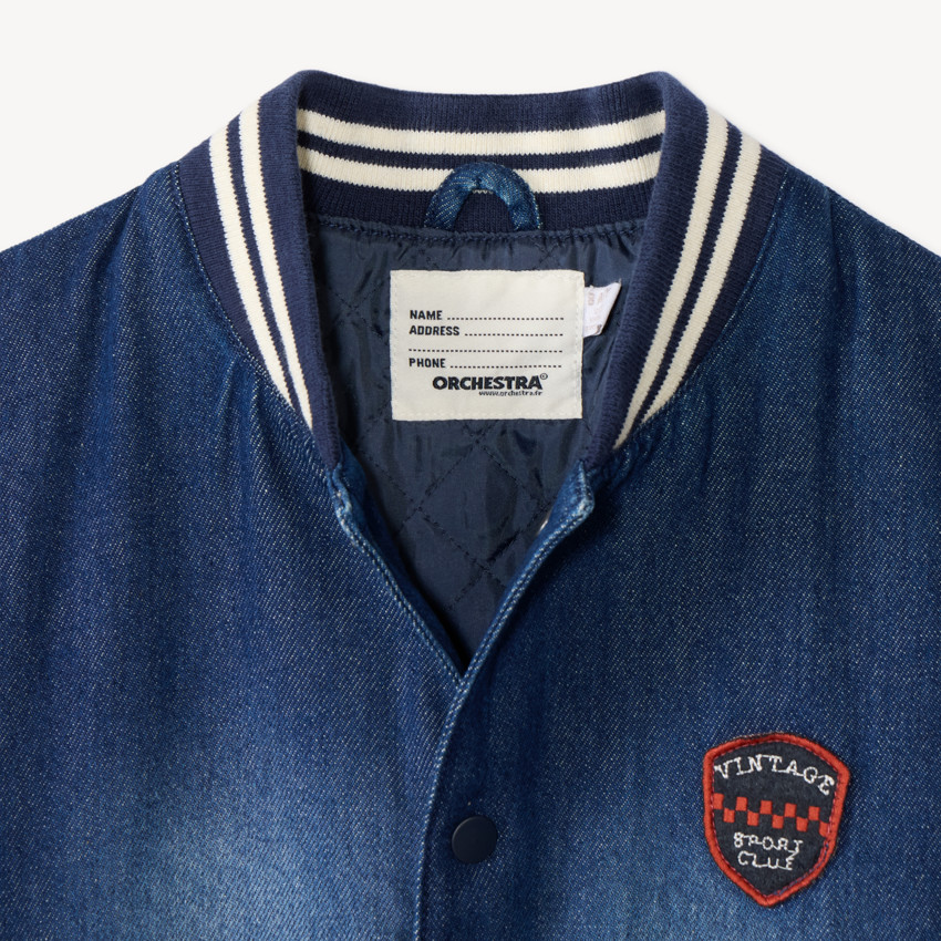 Veste teddy garçon bi-matière jean et molleton 