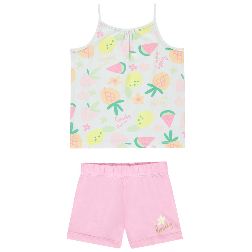 Set van korte pyjama in jersey met fruitprint voor meisjes 