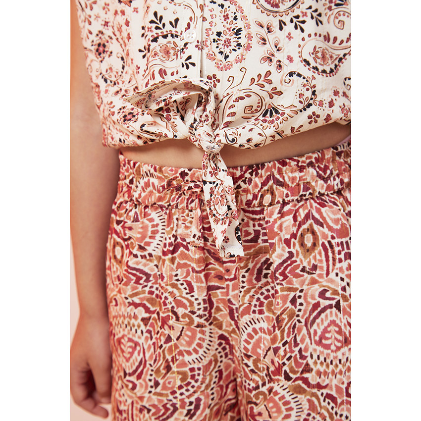 Chemise manches courtes forme boîte imprimé fantaisie pour fille 