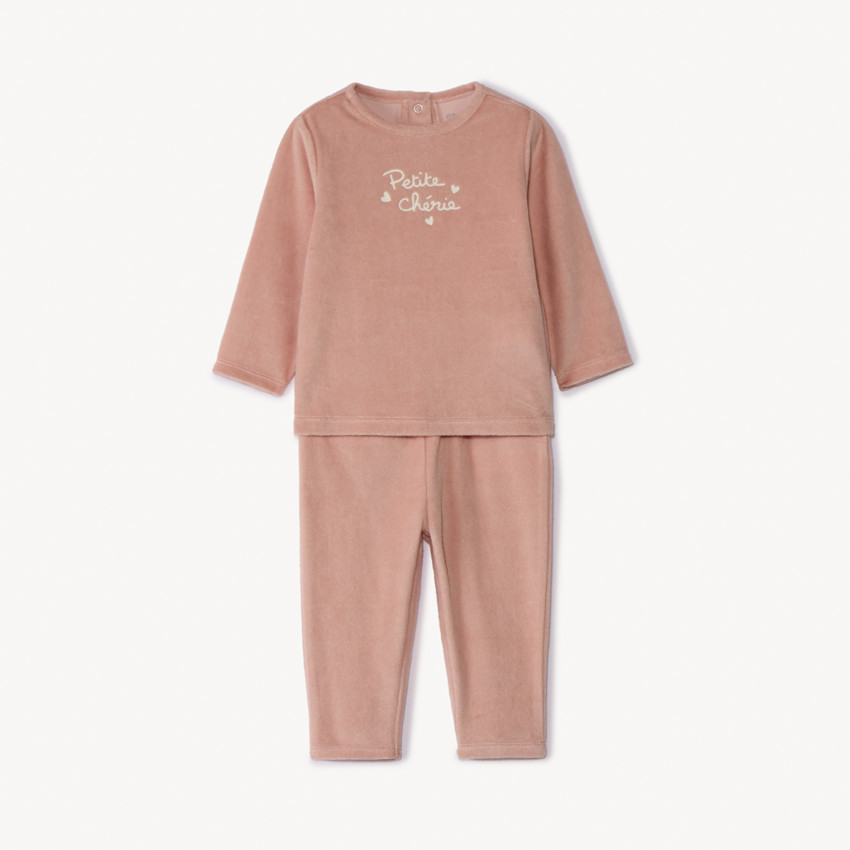 Set pyjama en velours print fantaisie pour bébé fille 