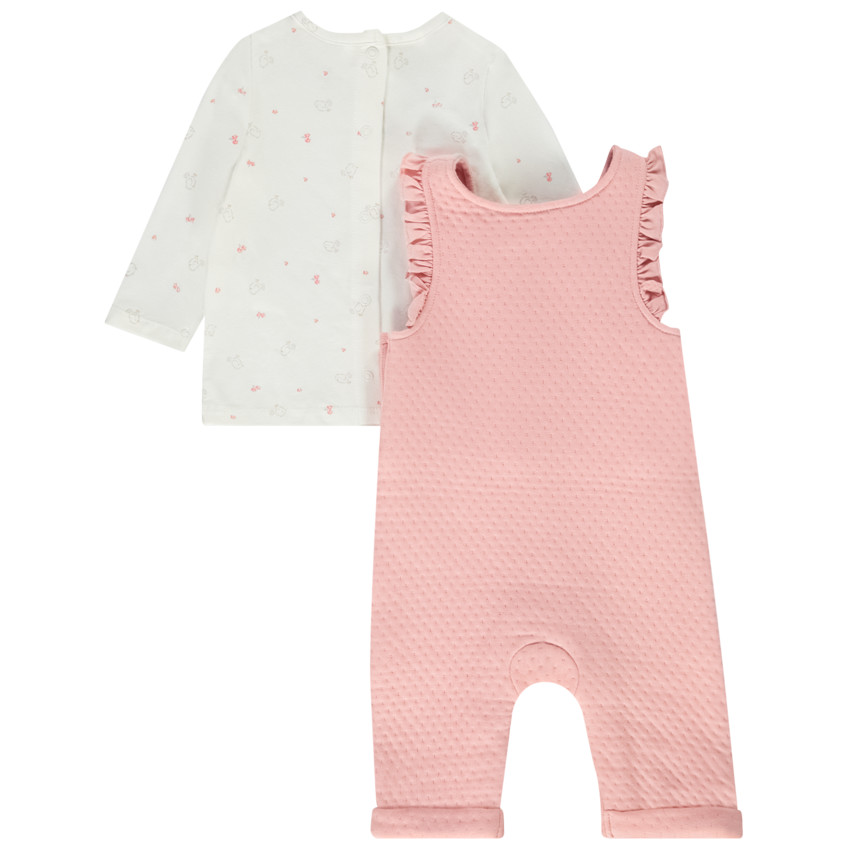 Twee-delige set met salopette voor babymeisjes 