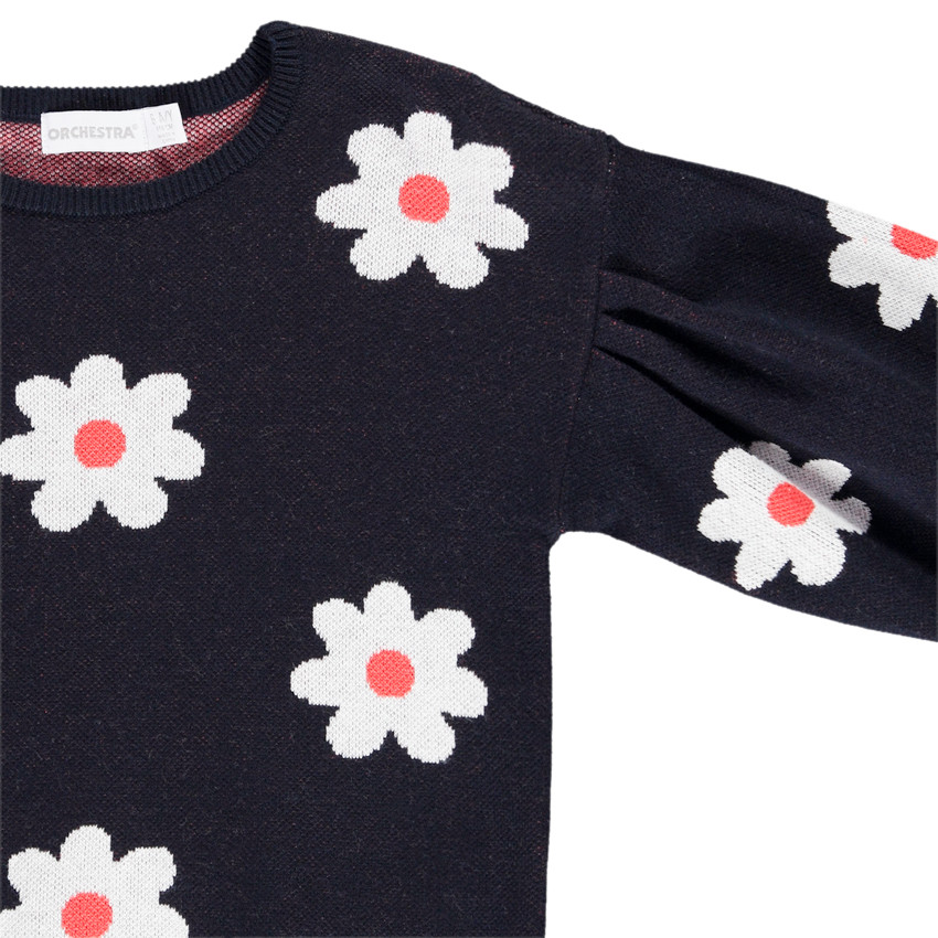 Trui van tricot met bloemen in jacquard voor meisjes 