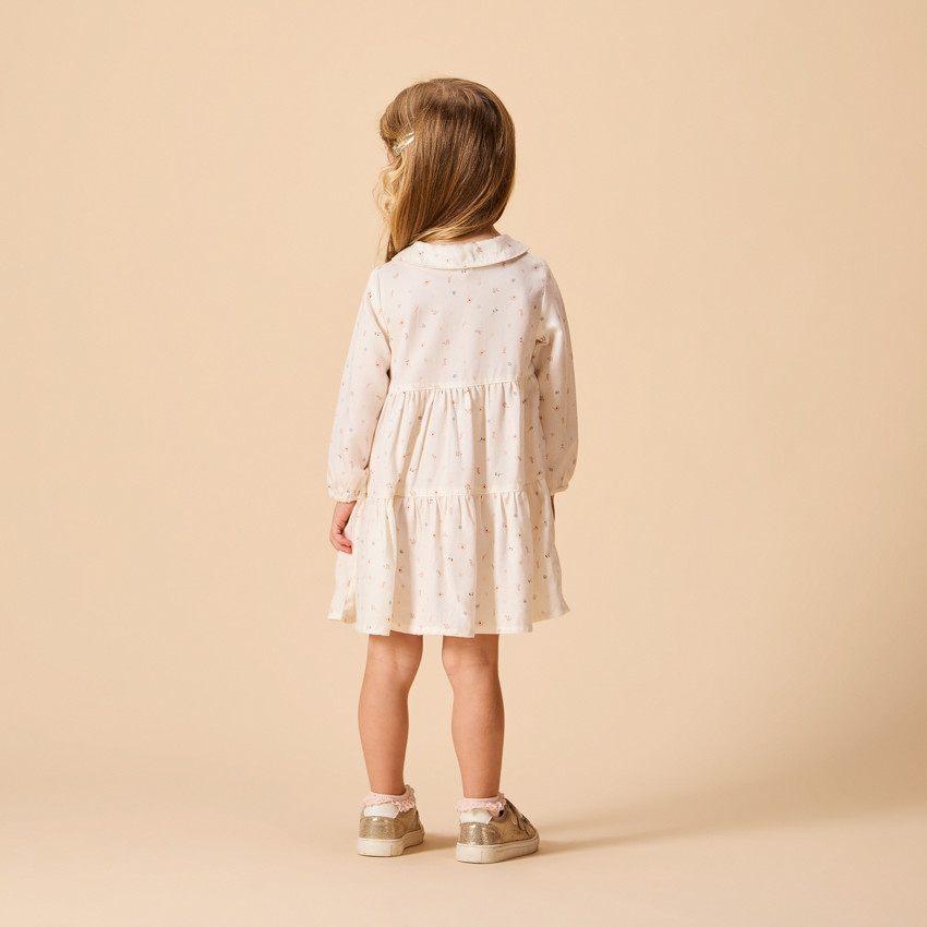 Robe manches longues imprimée et volantée pour bébé fille 