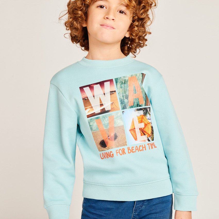 Piqué sweatshirt met fantasieprint voor jongens 