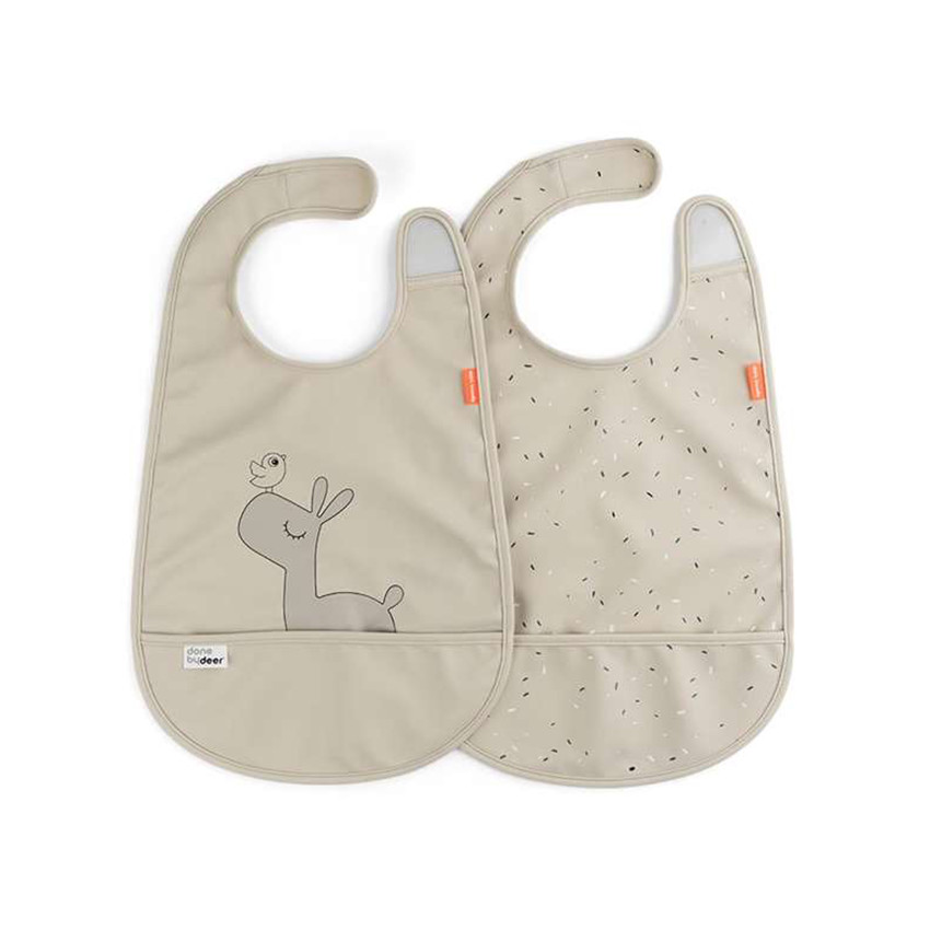 Lot de 2 bavoirs avec attache en velcro - Sable 