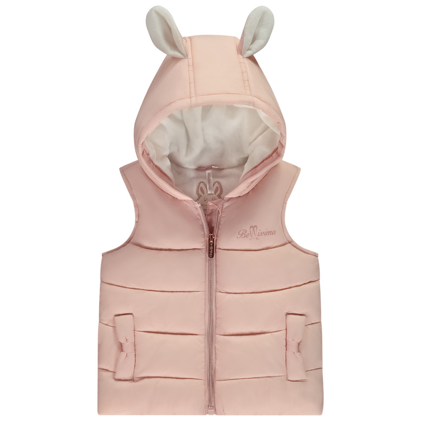 Ludieke mouwloze donsjas konijn voor baby meisjes 