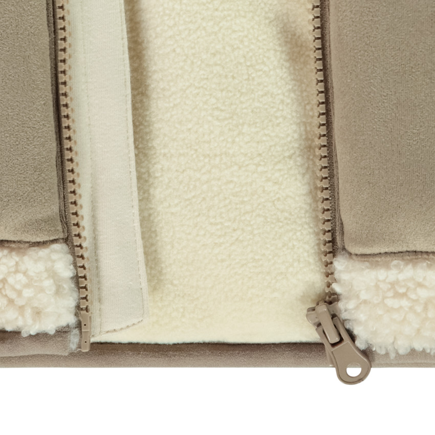 Jas in sherpa met suède zakken voor jongens 