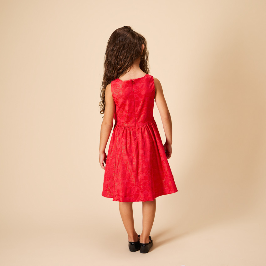 Mouwloze feestjurk met iriserende jacquardmotieven voor meisjes 