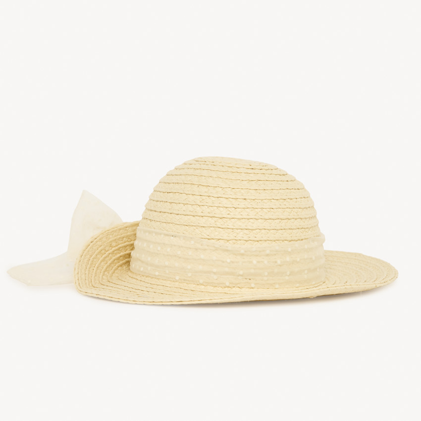 Straw hat met grote strik voor babymeisjes 