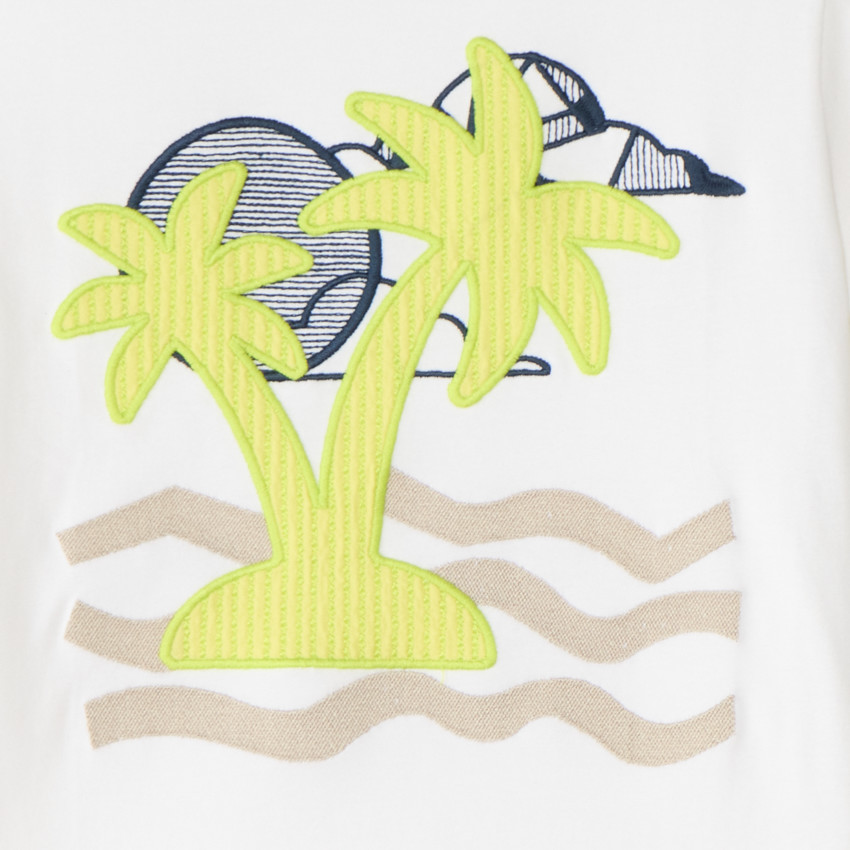 T-shirt manches courtes broderie ludique palmier garçon 