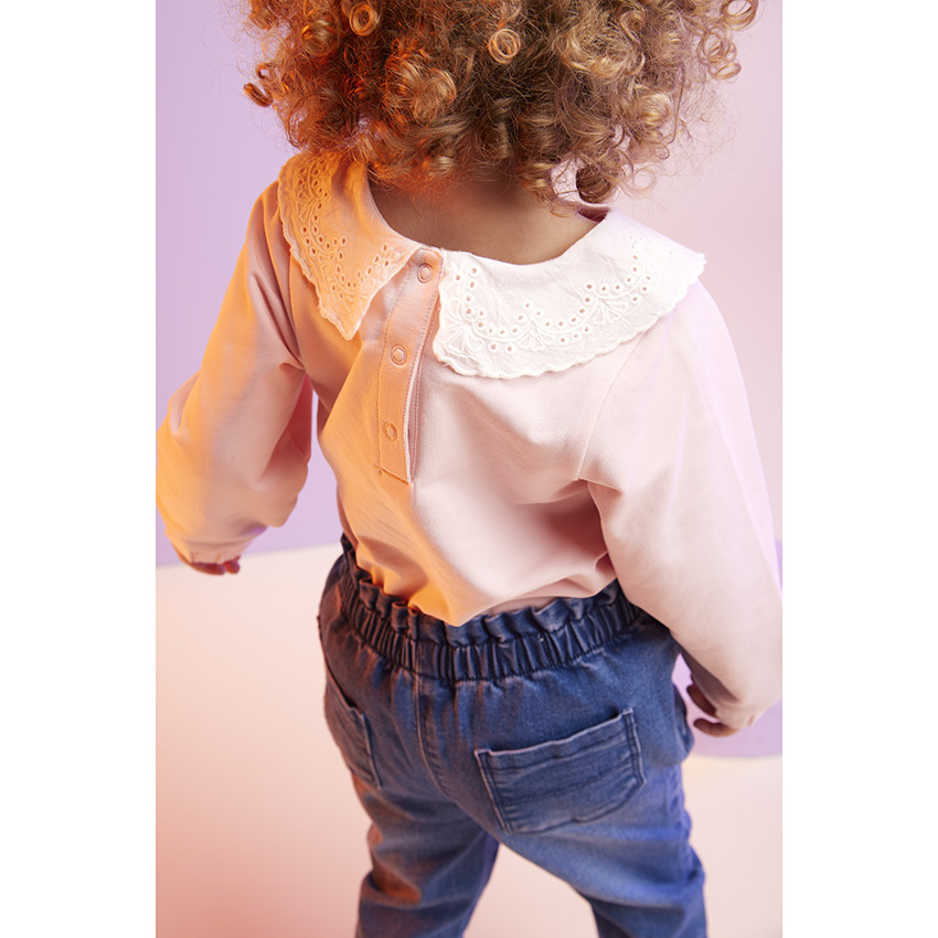 Sweater van molton met claudinekraag voor babymeisjes 