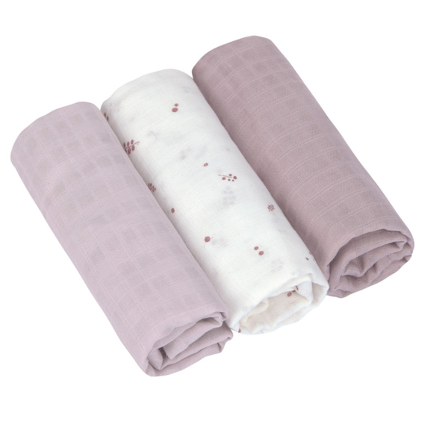 Lot de 3 langes mousseline 80x80cm Berries 