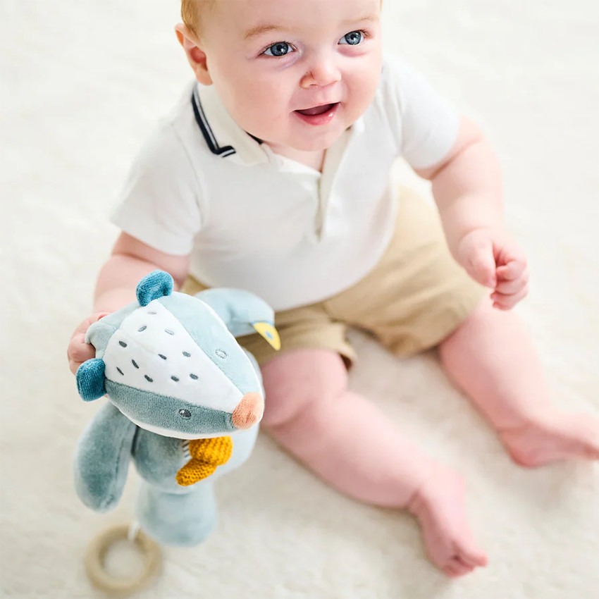 Peluche musicale - Blaireau Félix - Vieux bleu - 29 cm 