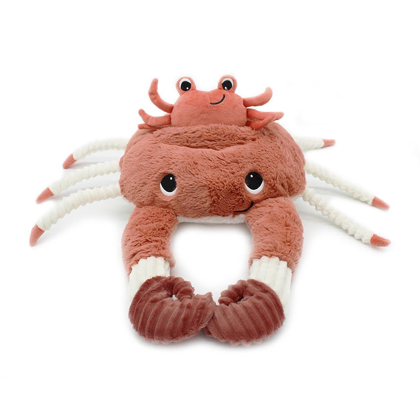 Peluche Ptipotos maman crabe Cassecou et son bébé terracotta 