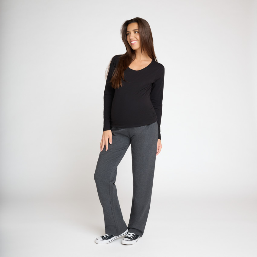 brede joggingbroek in fleece met hoge elastische buikband 