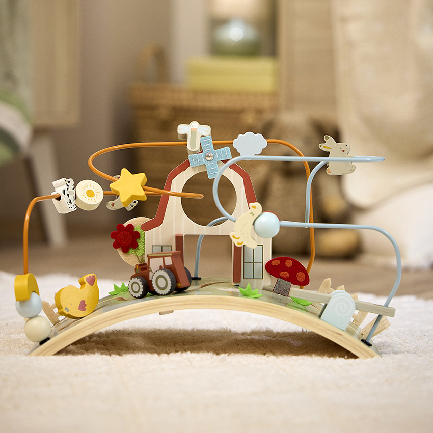 Planche d'activités en bois avec spirales Ferme 