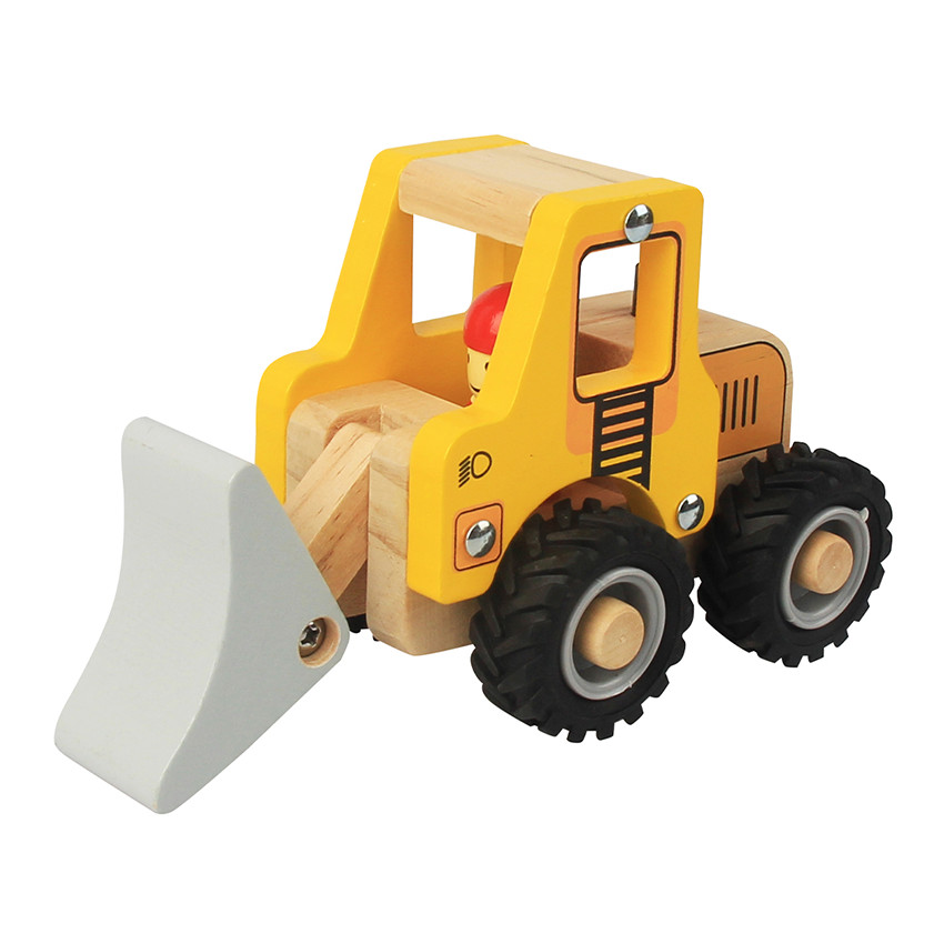 Houten bulldozer met rubberen wielen 18M+ 