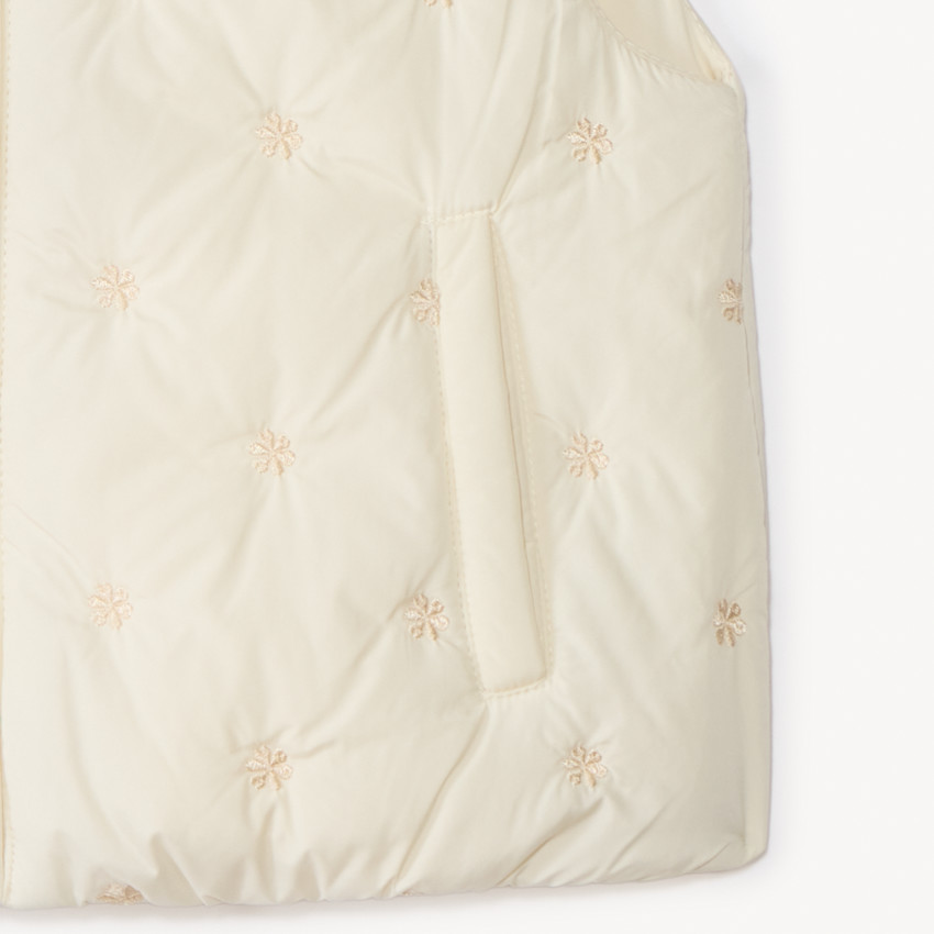 Doudoune sans manches à fleurs brodées pour fille 