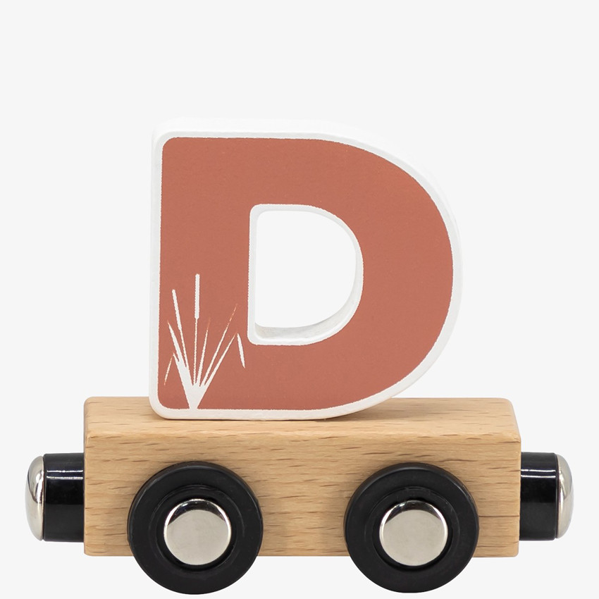 Lettre "D" en bois pour train coloré 